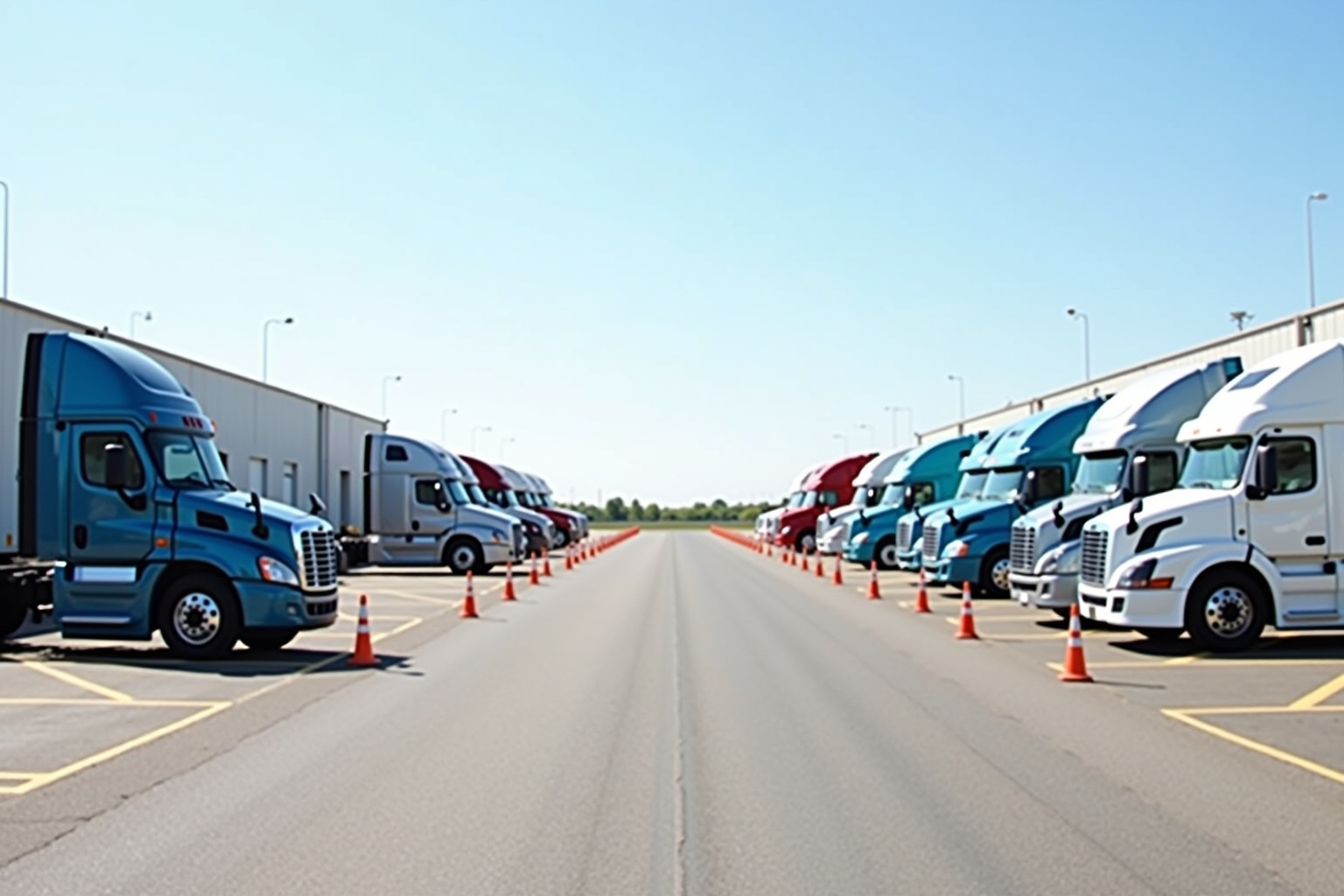 Truck driving school training yard